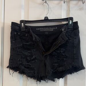American Eagle Outfitters Black Distressed Cutoff Jean Shorts